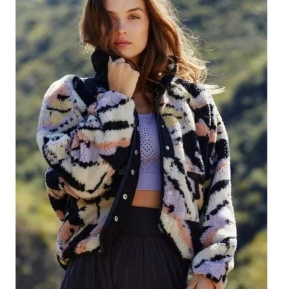 Free People Hit The Slopes Printed Fleece Jacket Print Medium - Picture 5 of 5
